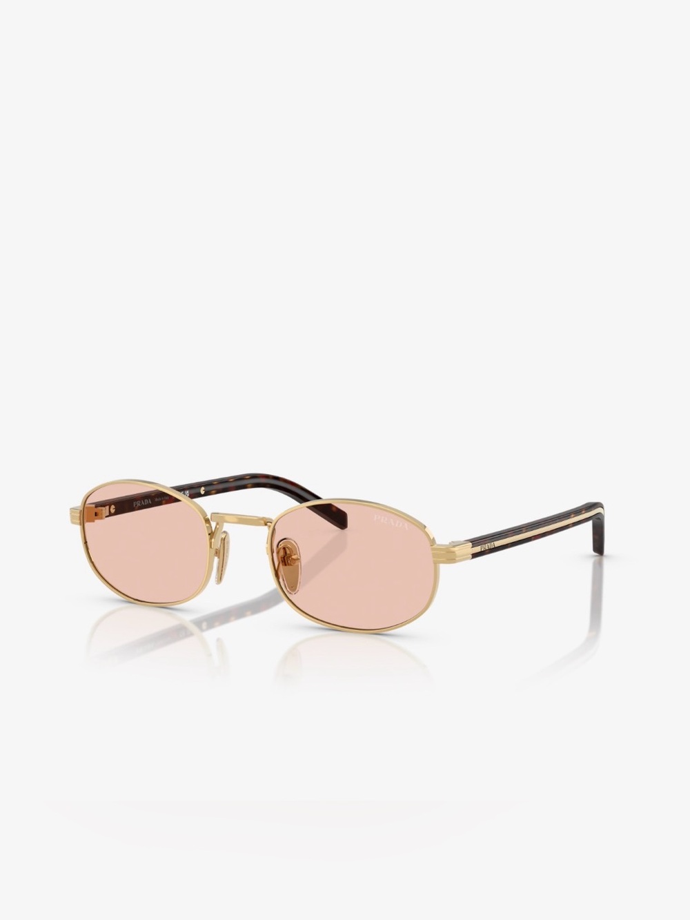 Prada Gold Frame Sunglasses with Pink Lenses and Tortoiseshell Temples